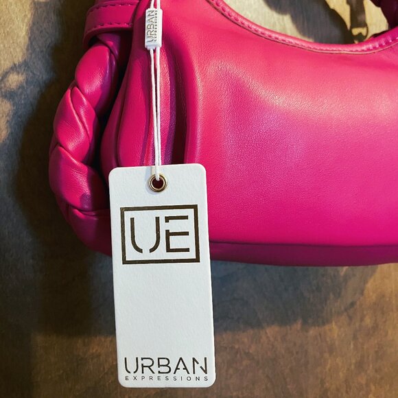 Urban Expressions Vegan Leather Braided Purse/Crossbody Hot Pink. Rare 27947 NWT - Picture 3 of 12
